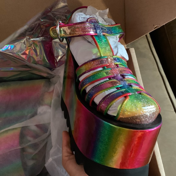 NEW Dolls Kill x Club Exx Fantastic Hues Platform Sandals Size US 7 - Picture 5 of 10